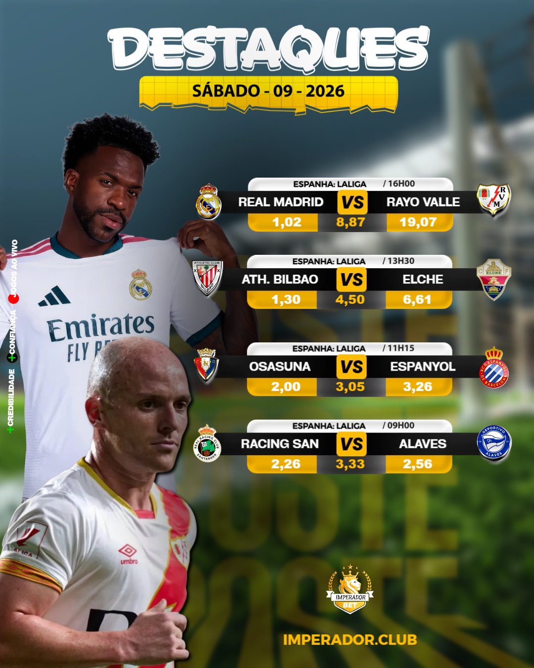 Exemplo real de banner profissional de jogos e cotações produzido para uma banca